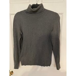 Talbots Womens Small Petite Turtle Neck Sweater Gray Long Sleeve Staple Solid